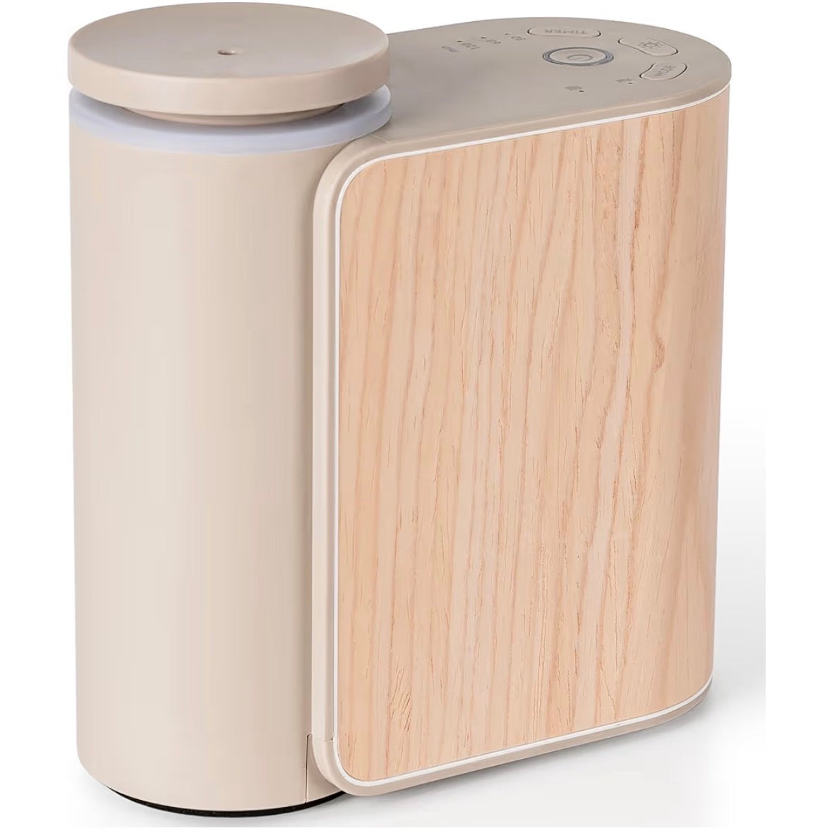 Difusor eléctrico crema con acabado madera
